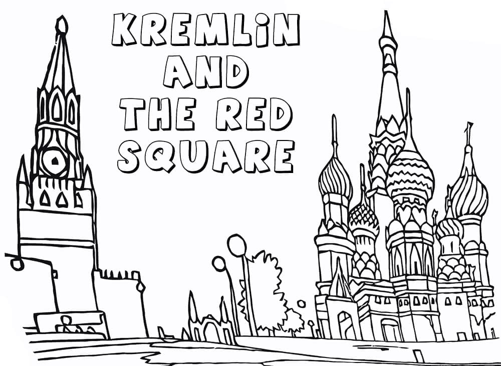 Coloriage Le Kremlin Et La Place Rouge à imprimer