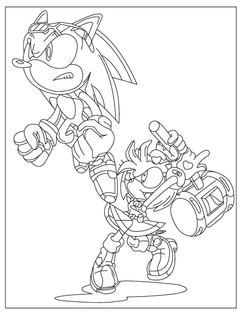Coloriage Sonic Et Amy Rose à imprimer