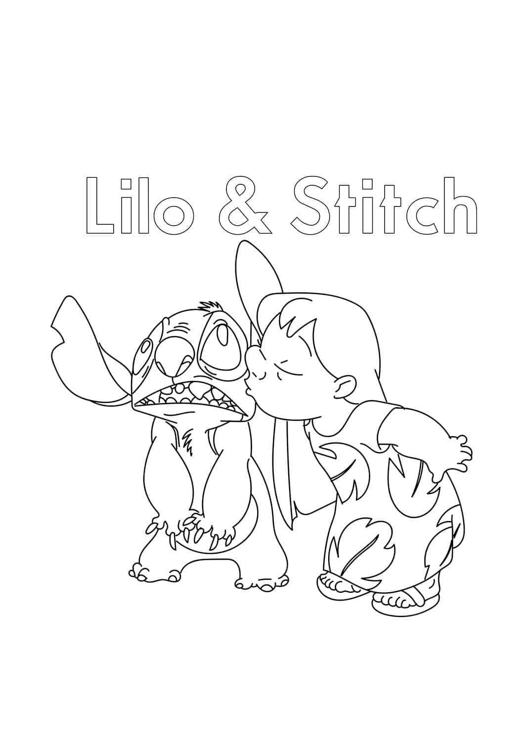 Coloriage Adorable Lilo Et Stitch à imprimer