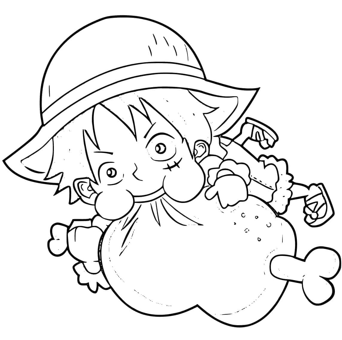 Coloriage Adorables Dessins De Luffy à imprimer