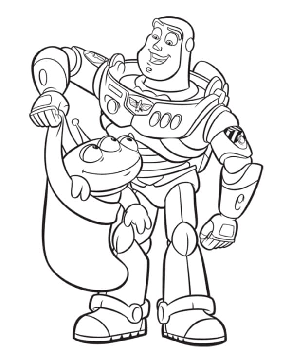 Coloriage Alien Avec Buzz L Eclair à imprimer