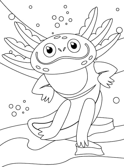 Coloriage Axolotl Amical à imprimer