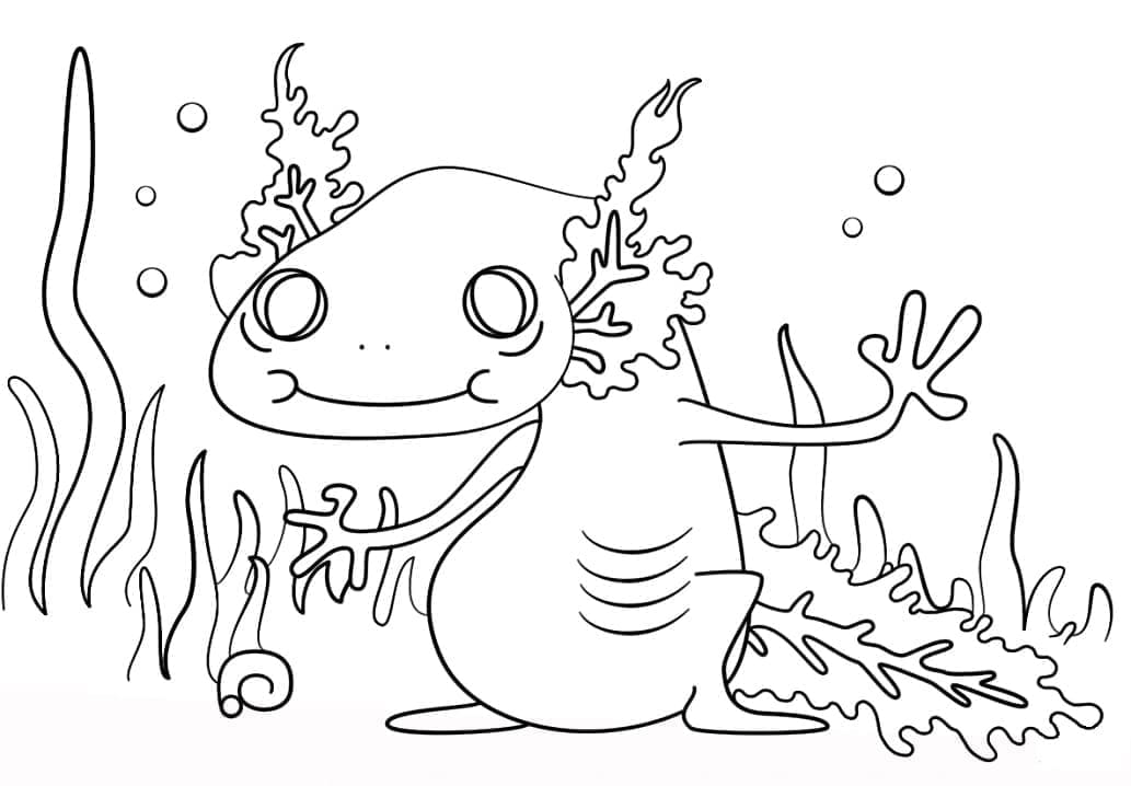 Coloriage Axolotl Drôle à imprimer