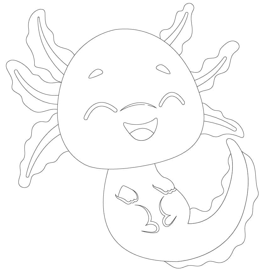 Coloriage Axolotl Qui Rit à imprimer