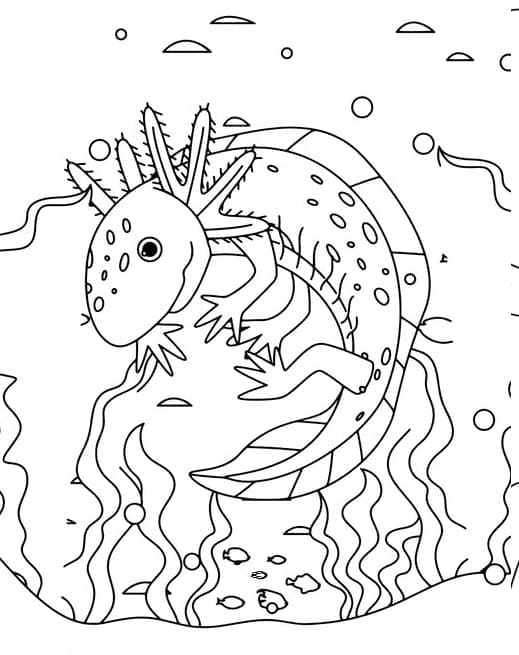 Coloriage Axolotl Sous L’eau à imprimer