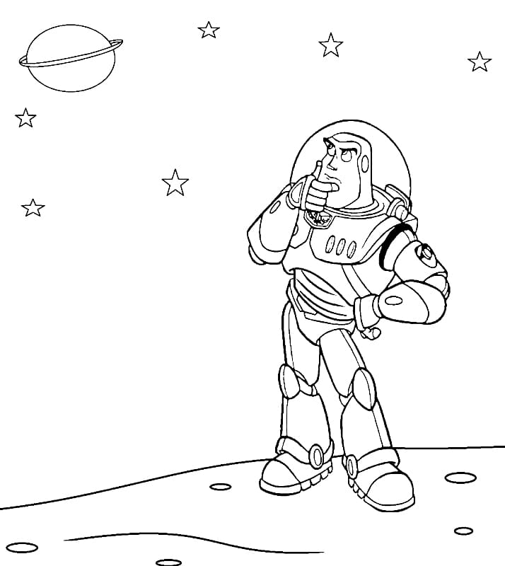 Coloriage Buzz L Eclair Avec Des Étoiles à imprimer