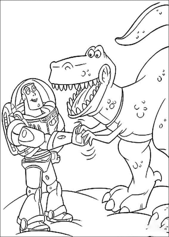 Coloriage Buzz L Eclair Avec Rex à imprimer