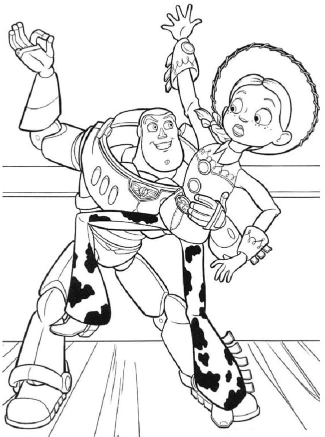 Coloriage Buzz L Eclair Et Jessie