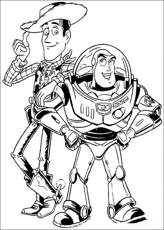 Coloriage Buzz L Eclair Et Shérif Woody