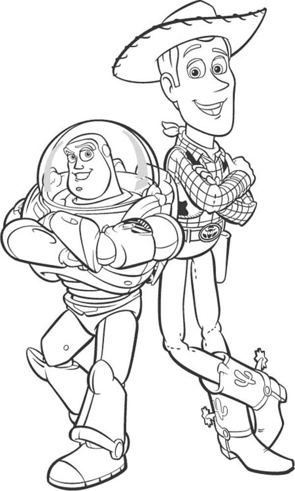 Coloriage Buzz L Eclair Et Woody à imprimer