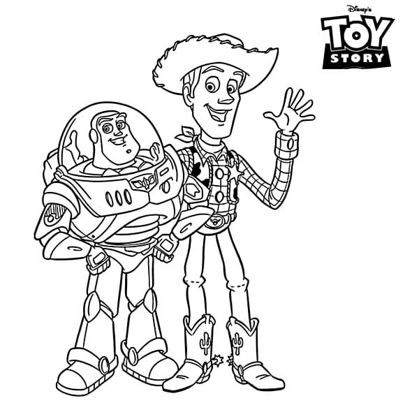 Coloriage Buzz L Eclair Et Woody De Toy Story à imprimer