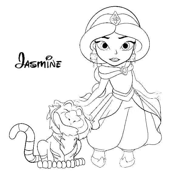 Coloriage Chibi Princesse Jasmine à imprimer