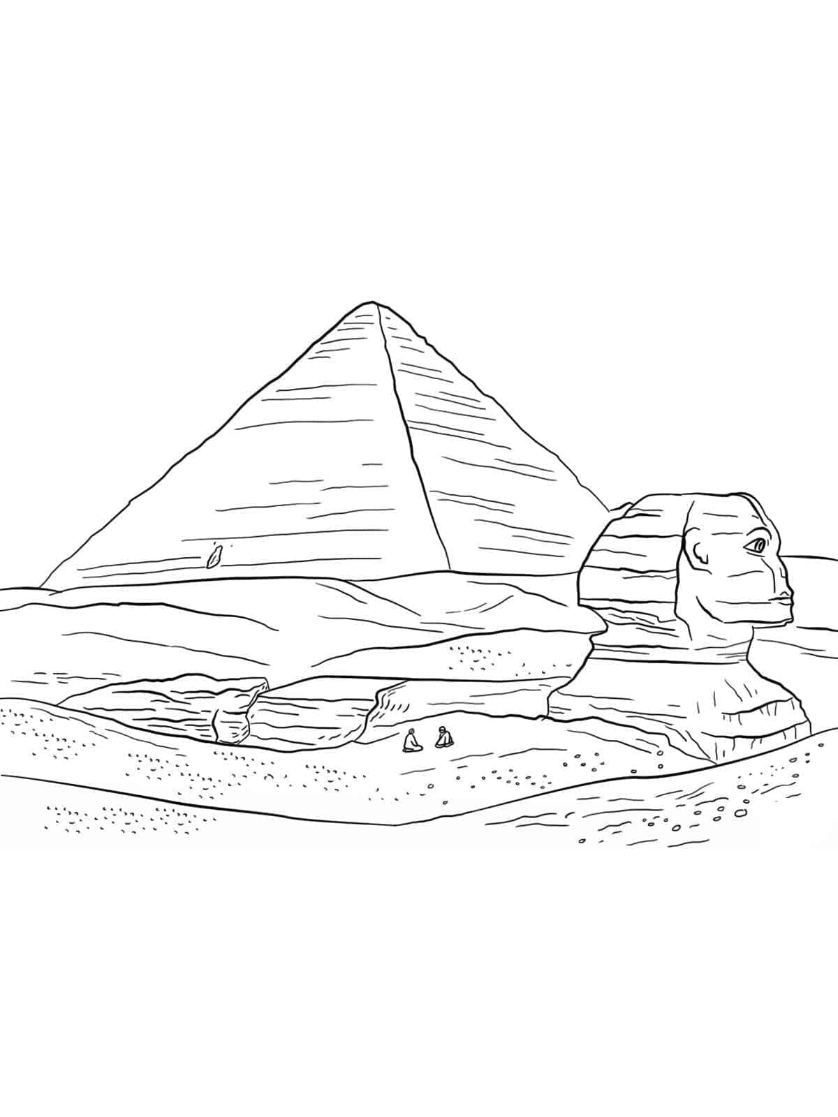 Coloriage Dessin Du Sphinx Et De La Pyramide à imprimer