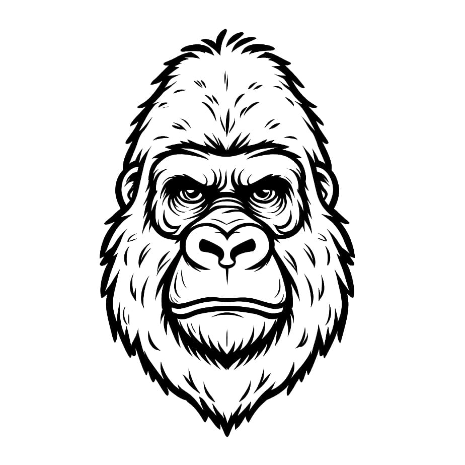 Coloriage Dessiner Le Visage D’Un Gorille à imprimer