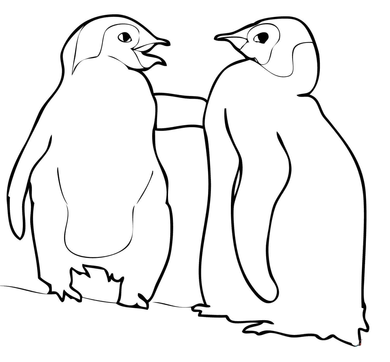 Coloriage Deux Pingouins Debout à imprimer