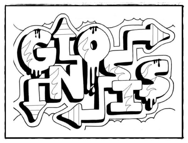 Coloriage Écriture inhabituelle d’un artiste de rue Graffiti à imprimer