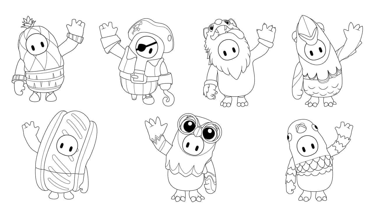 Coloriage Fall Guys Mignons