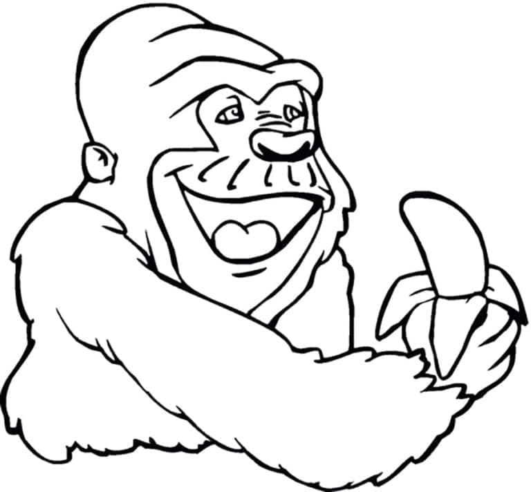 Coloriage Gorille À La Banane à imprimer
