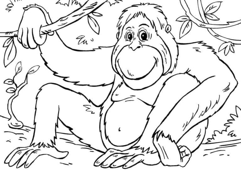 Coloriage Gorille Dans La Forêt à imprimer