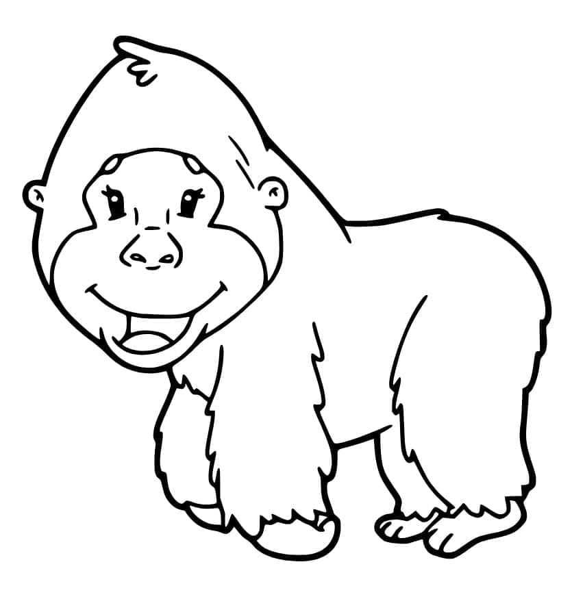 Coloriage Gorille Mignon à imprimer