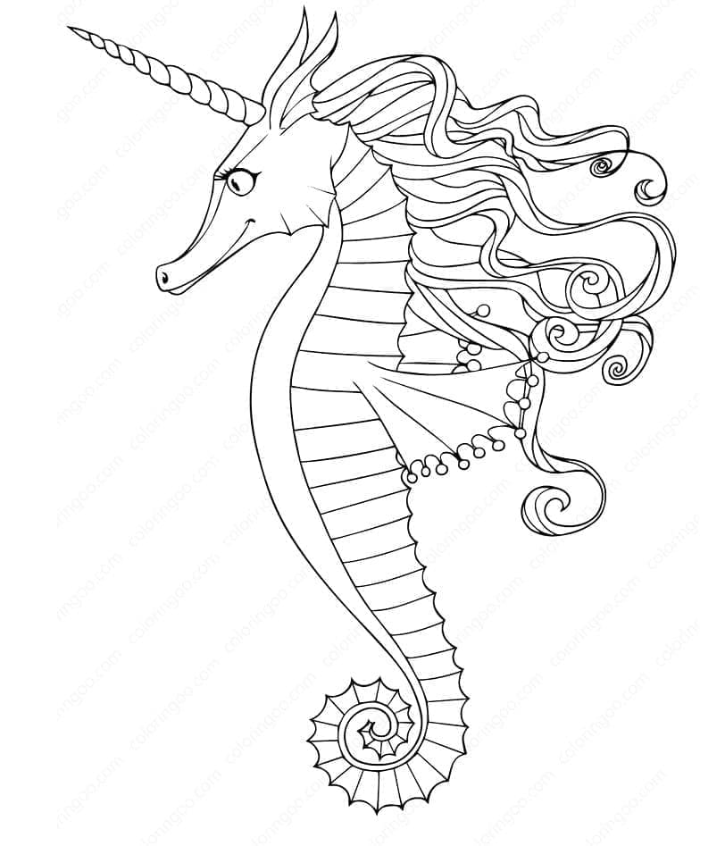 Coloriage Hippocampe Avec Corne à imprimer