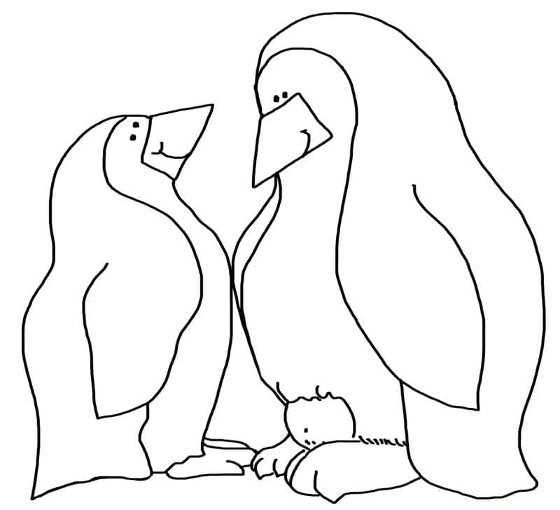 Coloriage Image De Deux Pingouins à imprimer