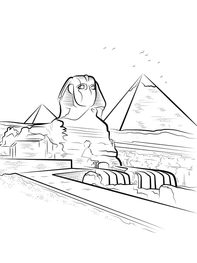 Coloriage Image De Sphinx Et Pyramide à imprimer