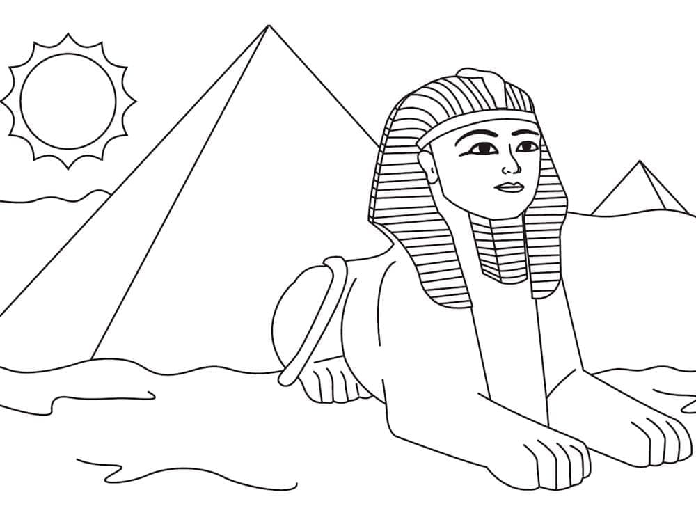 Coloriage Image De Sphinx Et Pyramides à imprimer