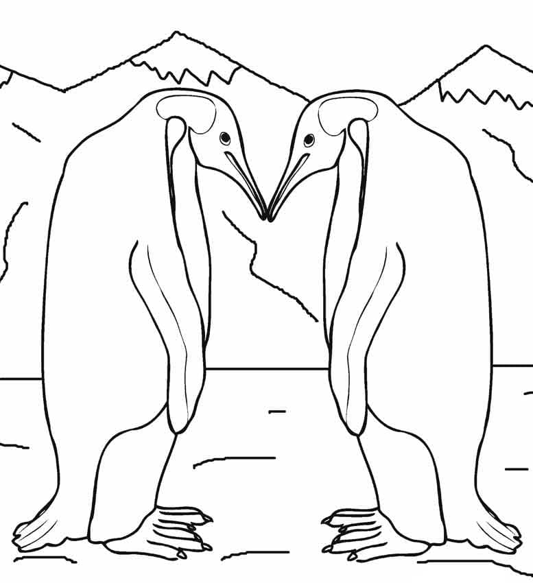 Coloriage Imprimer Deux Pingouins à imprimer