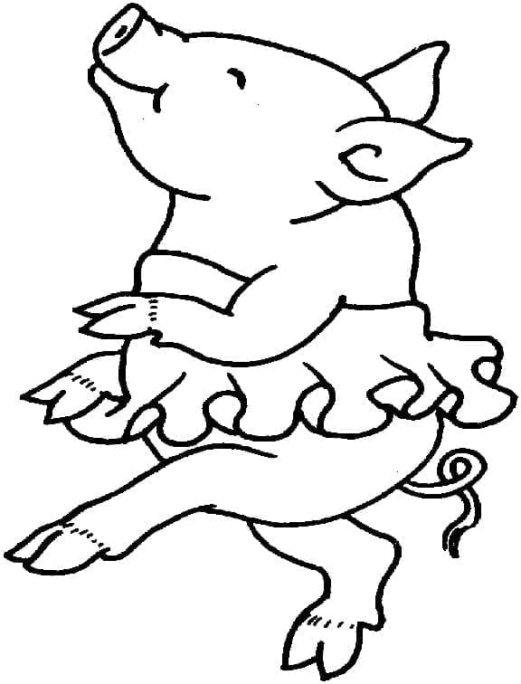 Coloriage Le Cochon Porte Une Robe à imprimer