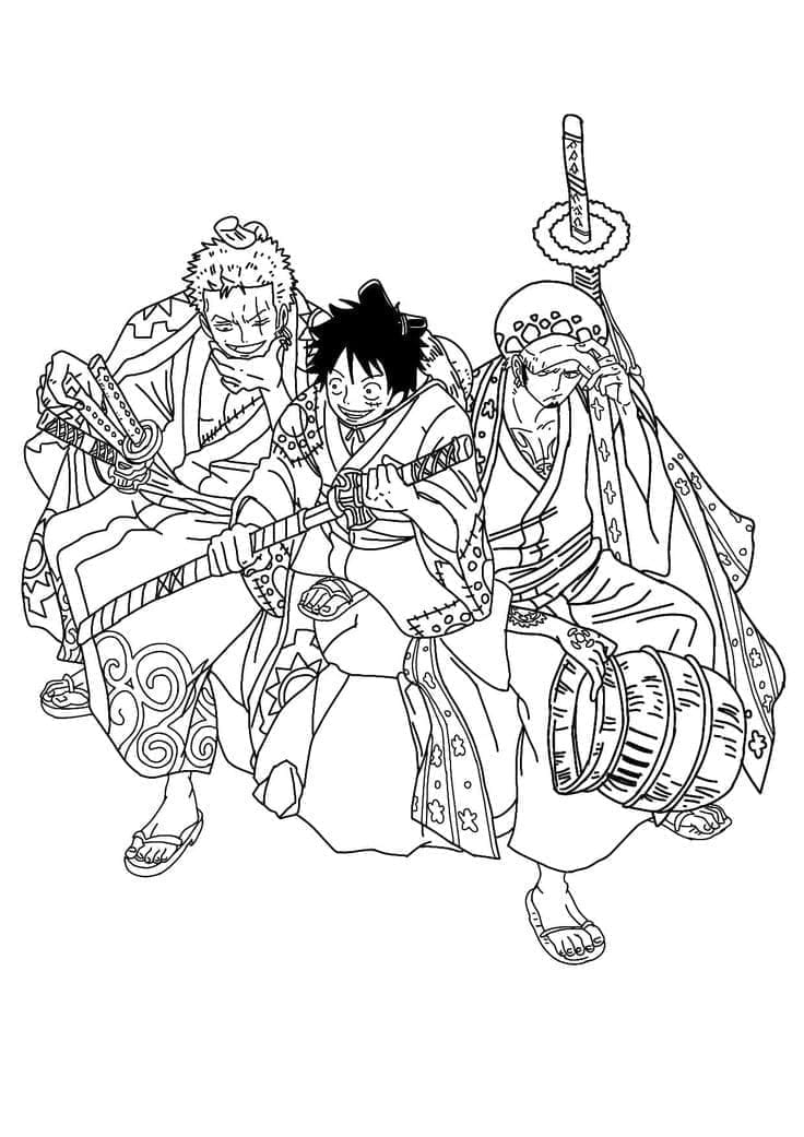 Coloriage Luffy Avec Des Amis à imprimer