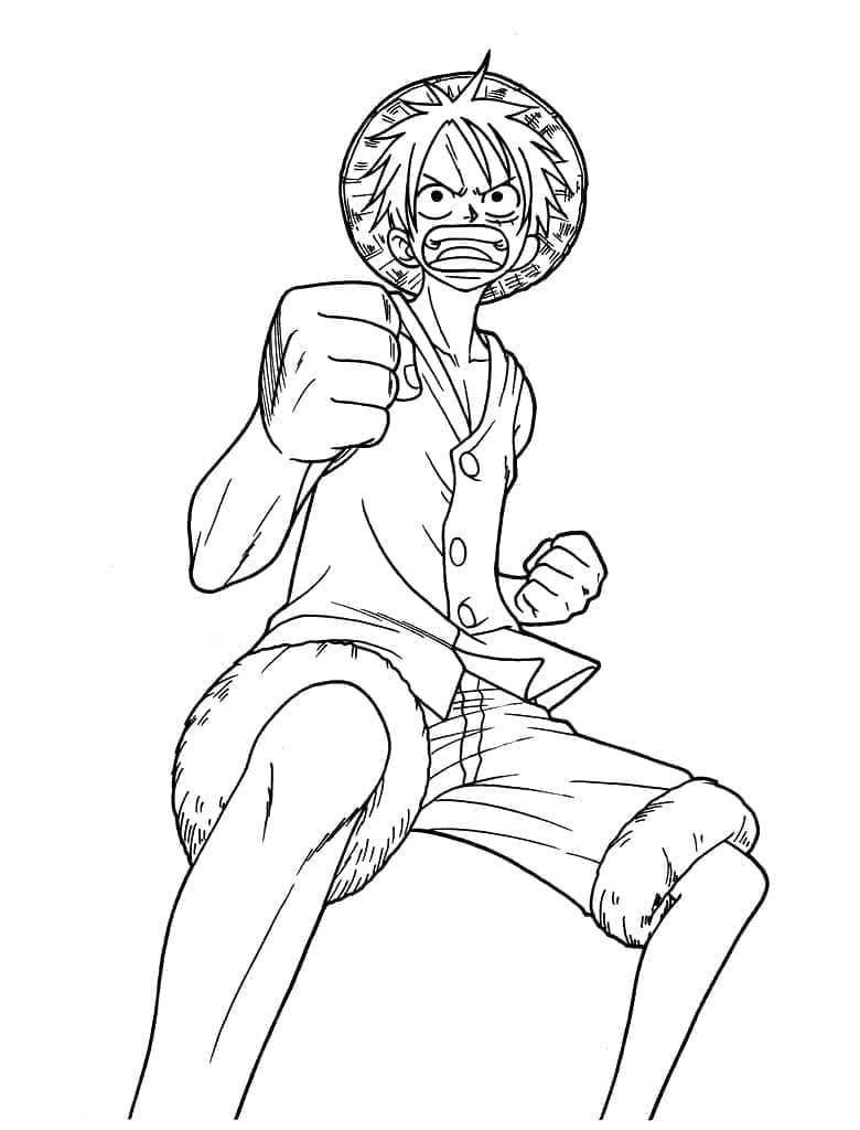 Coloriage Luffy Est En Colère à imprimer