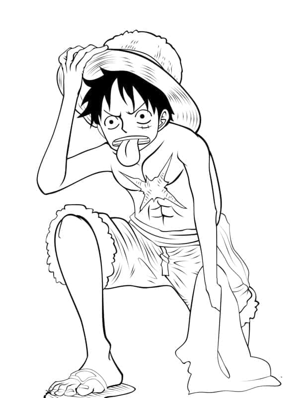 Coloriage Luffy Est Fatigué à imprimer