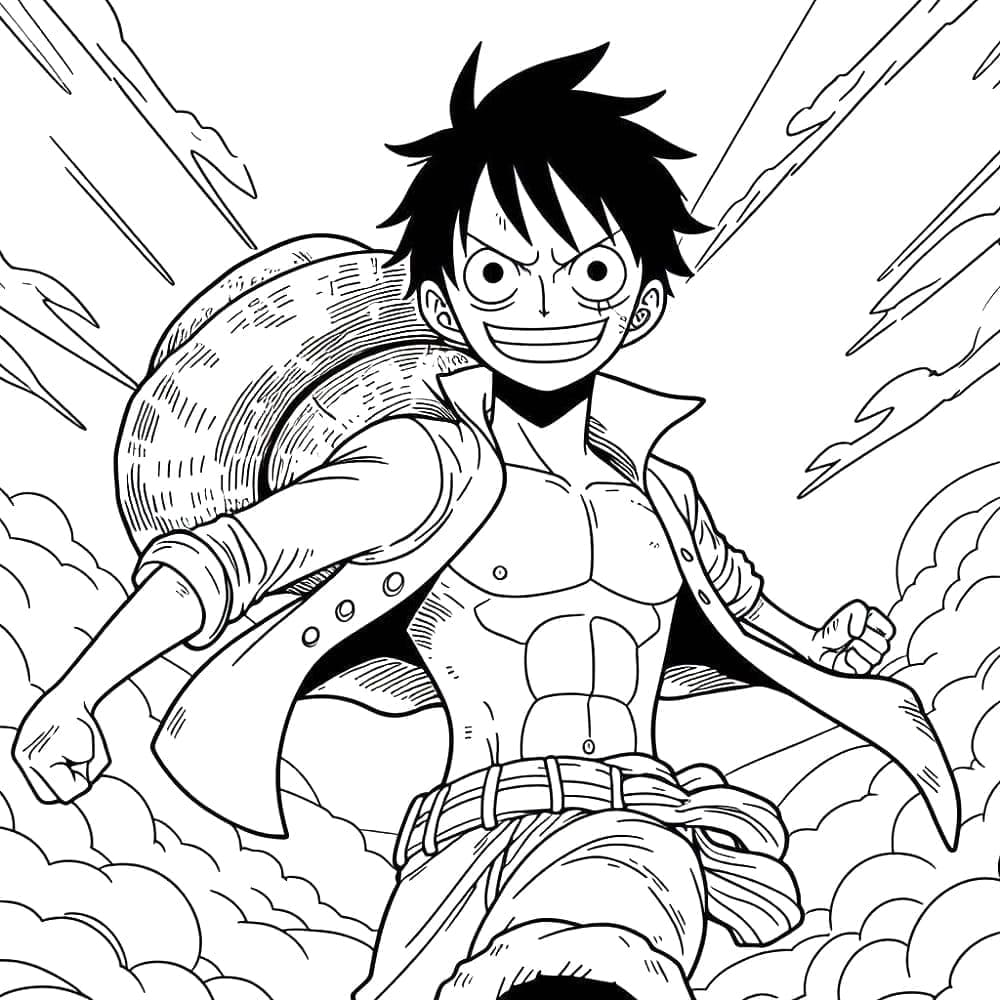 Coloriage Luffy Fort