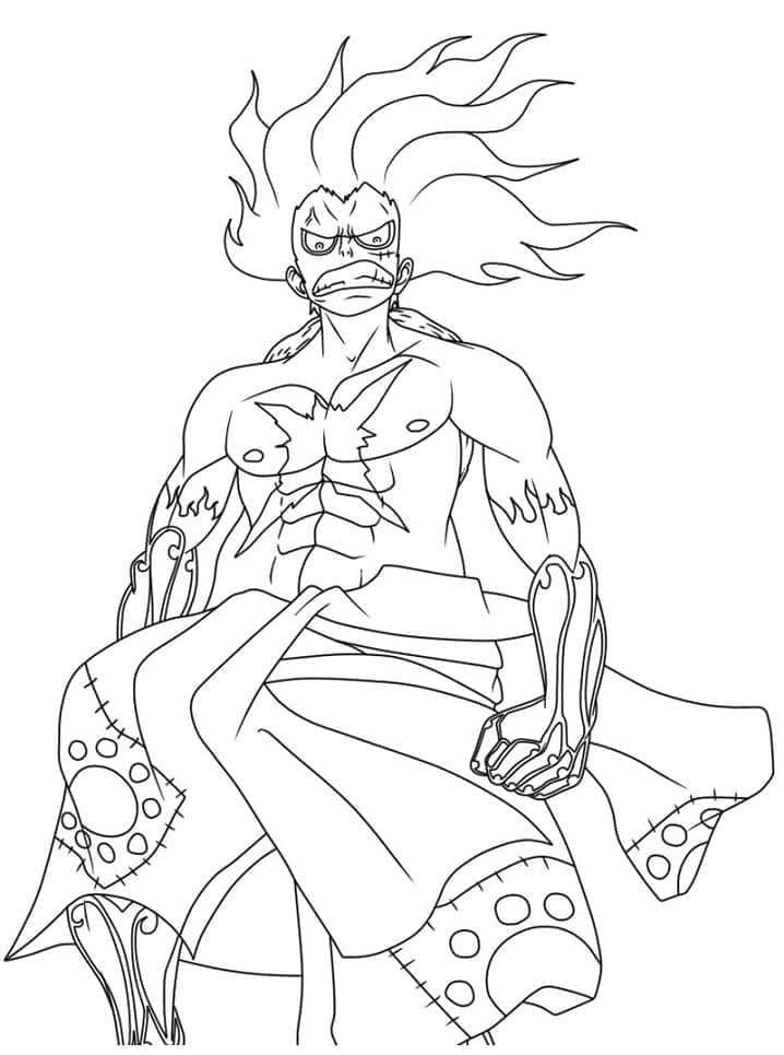 Coloriage Luffy Gear 4 Snakeman