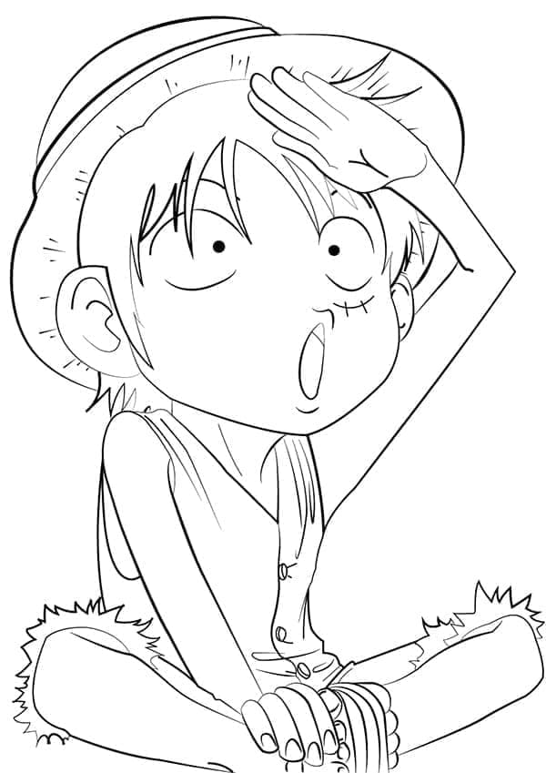 Coloriage Luffy Heureux