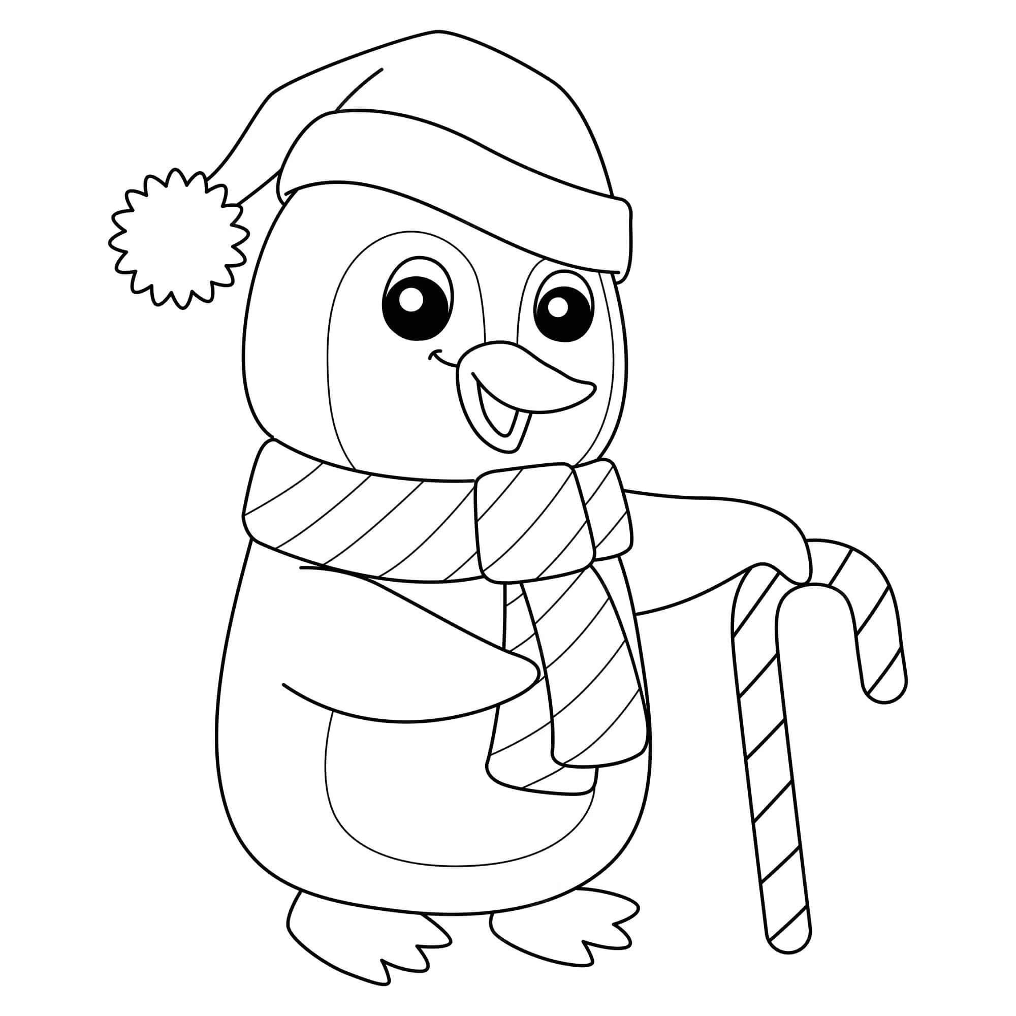 Coloriage Pingouin Amusant À Noël