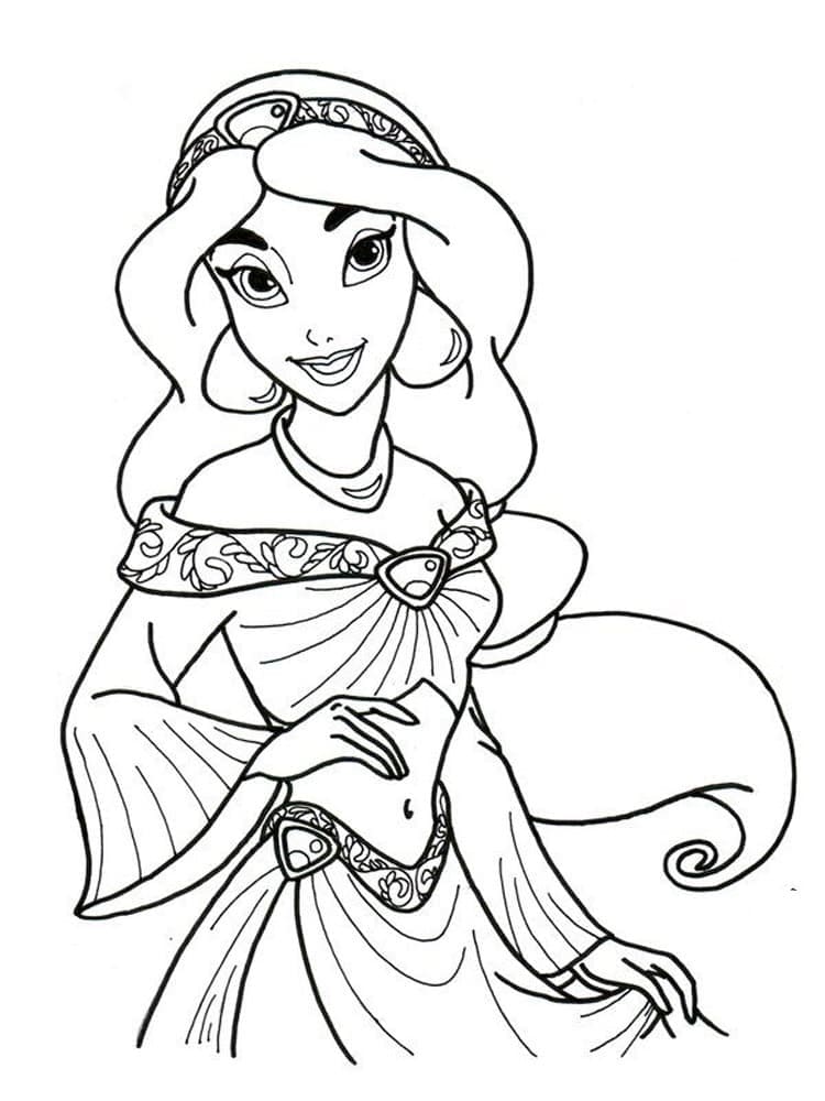 Coloriage Princesse Jasmine De Aladdin à imprimer
