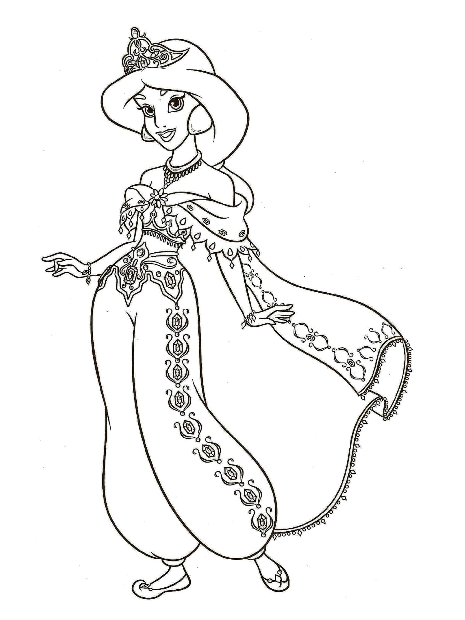 Coloriage Princesse Jasmine De Disney Aladdin à imprimer
