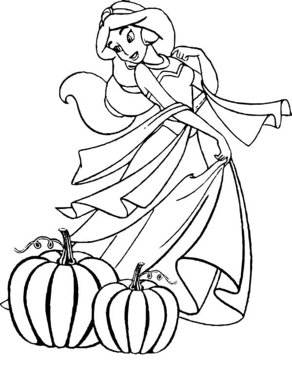 Coloriage Princesse Jasmine Disney Halloween à imprimer