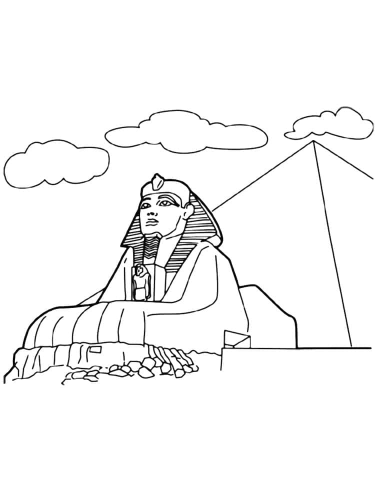 Coloriage Pyramide Et Sphinx De Gizeh En Egypte à imprimer