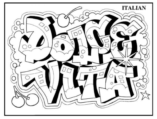 Coloriage Street Art italien Graffiti