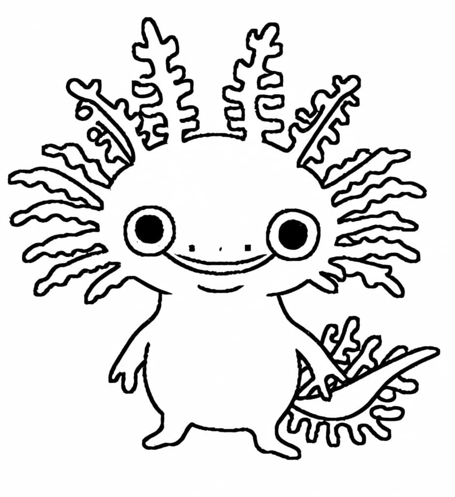 Coloriage Un Axolotl Drôle à imprimer