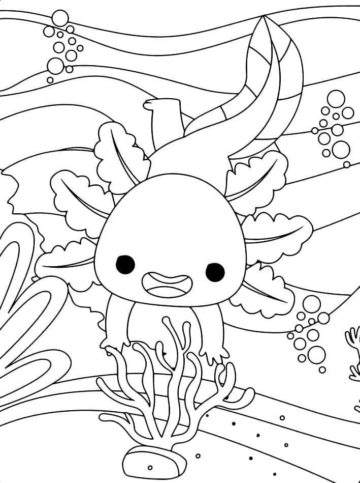 Coloriage Un Axolotl Mignon à imprimer