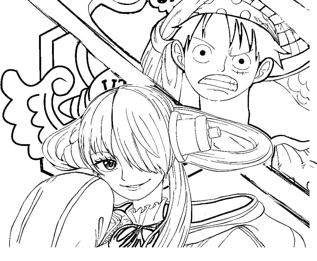 Coloriage Uta Et Luffy à imprimer