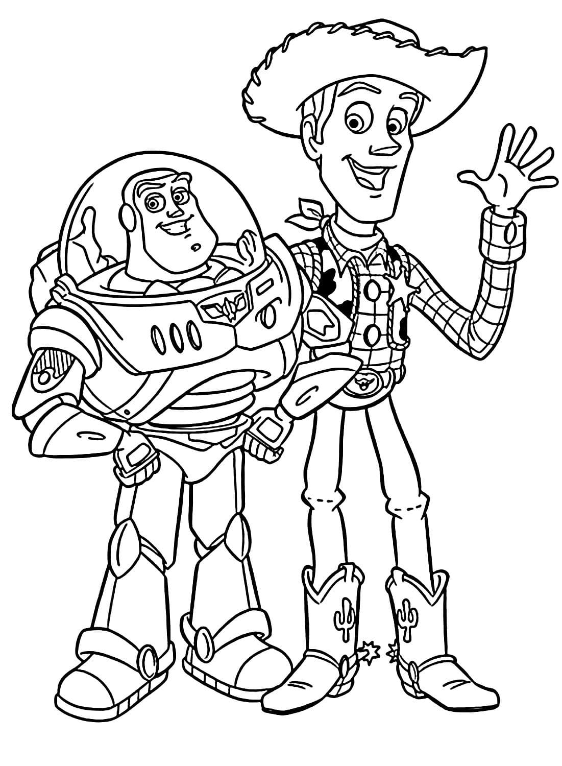 Coloriage Woody Et Buzz L Eclair De Toy Story à imprimer