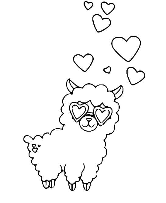 Coloriage Amour Lama