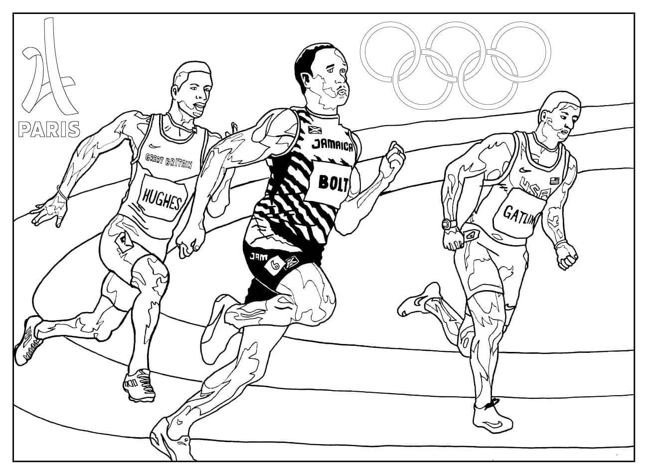 Coloriage Athlétisme Jeux Olympiques 2024