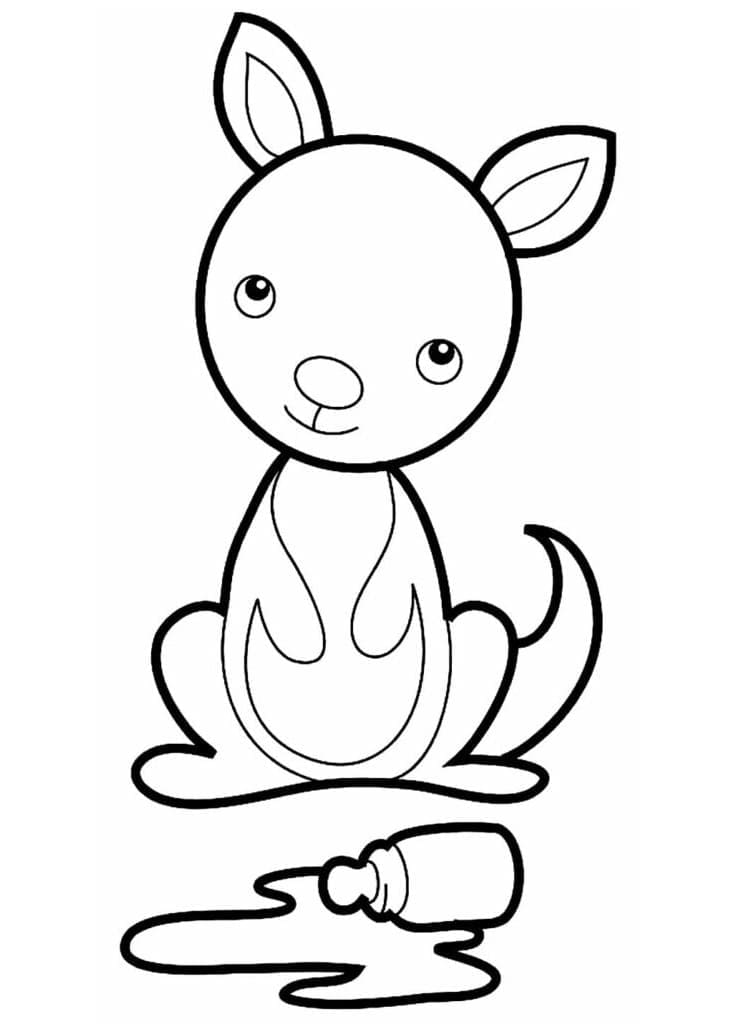 Coloriage Bébé kangourou mignon à imprimer