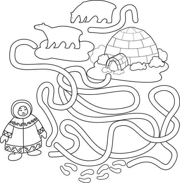 Coloriage Choisissez votre chemin vers igloo à imprimer